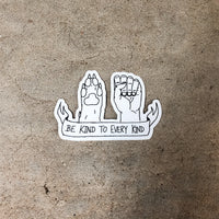 Be Kind To Every Kind Sticker, White